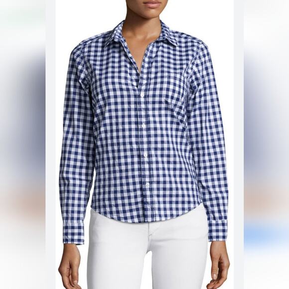 Frank & Eileen Eileen Shirt Relaxed Linen Button Front Gingham Plaid Size XXS - Picture 2 of 10